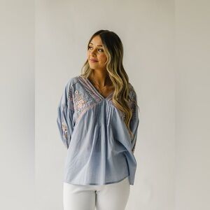 Piper & Scoot Bindi Embroidered Floral Balloon Sleeve Blouse